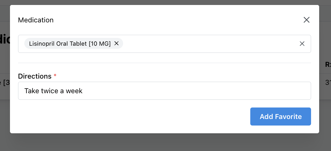 Step 2: Add a favorite medication