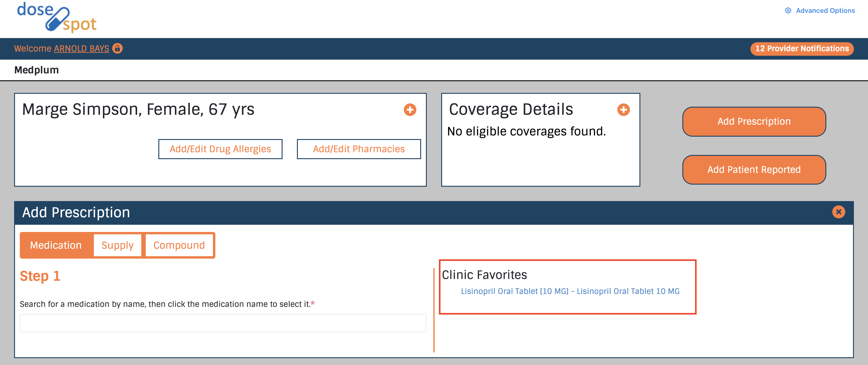 Step 3: View favorite medications